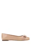 Ferragamo Varina Bow-detailed Patent-leather Ballet Flats In Pink
