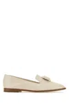 Ferragamo Ivory Leather Zamira Loafers In White