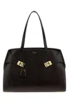 Ferragamo Dark Brown Hug Shopping Bag In Black