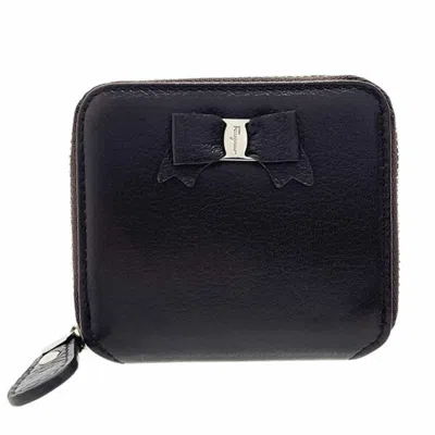 Pre-owned Ferragamo Salvatore  Dark Brown Leather Coin Purse/coin Case ()