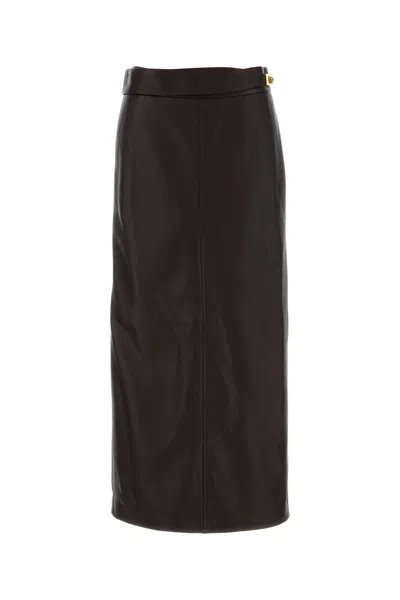 Ferragamo Dark Brown Leather Skirt