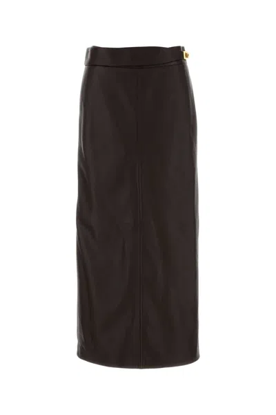 Ferragamo Salvatore  Dark Brown Leather Skirt