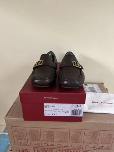 Pre-owned Ferragamo Salvatore  Dark Brown Sf Nevada Buckle Loafer Men Shoes Sz 7.5 Eee