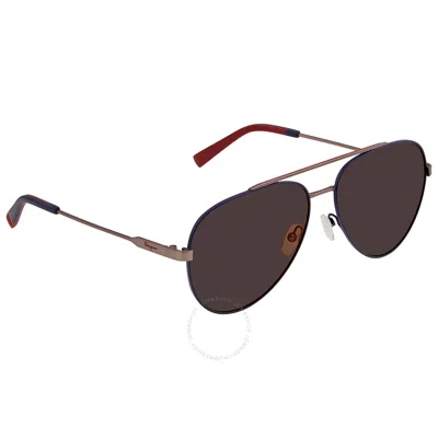 Ferragamo Salvatore  Dark Grey Pilot Men's Sunglasses Sf204s 414 59 In Gold