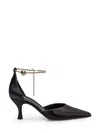 Ferragamo 70mm Cable-link Chain Satin-finish Pumps In Black