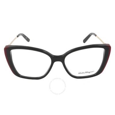 Ferragamo Salvatore  Demo Rectangular Ladies Eyeglasses Sf2850 051 54 In Black / Burgundy