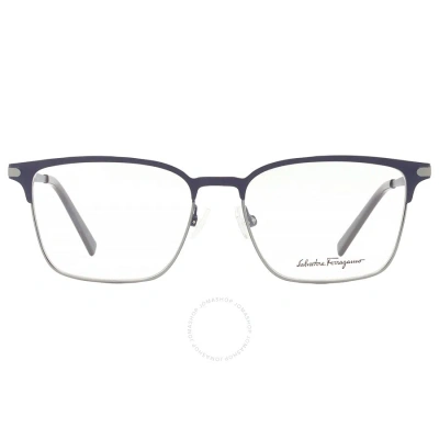 Ferragamo Salvatore  Demo Rectangular Men's Eyeglasses Sf2207 463 54 In Blue / Ruthenium