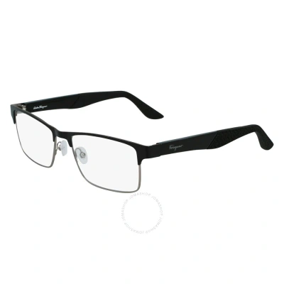 Ferragamo Salvatore  Demo Rectangular Men's Eyeglasses Sf2216 072 56 In Black / Ruthenium