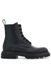 Ferragamo Short Boots With Lace On The Front In Black
