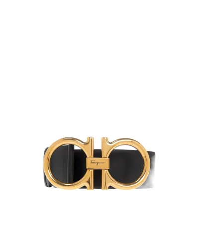 Ferragamo Salvatore  Donna Gancini Buckled Belt In Black