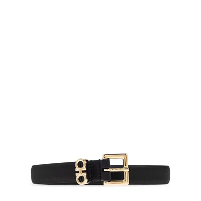 Ferragamo Logo-buckle Belt In Black