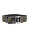 Ferragamo Reversible And Adjustable Gancini Belt In New Olive Nero