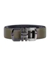 Ferragamo Reversible And Adjustable Gancini Belt In New Olive Nero