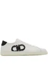 Ferragamo White Sneakers With Gancini Print On The Side And Contrasting Heel In Leather Man