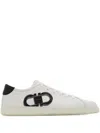 Ferragamo White Sneakers With Gancini Print On The Side And Contrasting Heel In Leather Man
