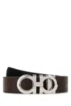 Ferragamo Reversible Leather Belt Adjustable Length Pattern In Brown