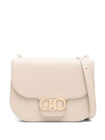 Ferragamo Salvatore  Double Gancini Cross Body Flap Bags In Sand