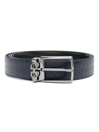 FERRAGAMO SALVATORE FERRAGAMO DOUBLE GANCINI LOGO-DEBOSSED LEATHER BELT ACCESSORIES