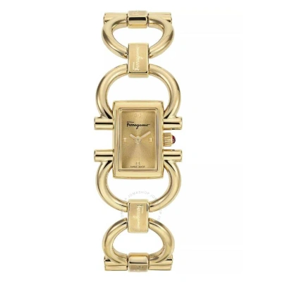 Ferragamo Salvatore  Double Gancini Mini Quartz Gold Dial Ladies Watch Sfkh00123 In Gold / Gold Tone