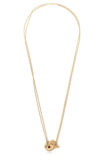 Ferragamo Salvatore  Double Gancini Pendant Necklace In Gold