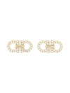 Ferragamo Crystal Embellished Gold Tone Stud Earrings In Gold