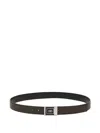 Ferragamo Reversible Leather Belt Square Buckle In Black