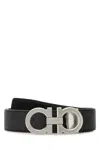 Ferragamo Reversible And Adjustable Gancini Belt In Black