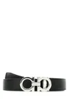 Ferragamo Reversible And Adjustable Gancini Belt In Black