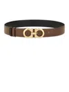 Ferragamo Reversible And Adjustable Gancini Belt In Brown