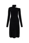 Ferragamo Midi Black Dress With Cut-out And Long Sleeve In Viscose Blend Woman In Black