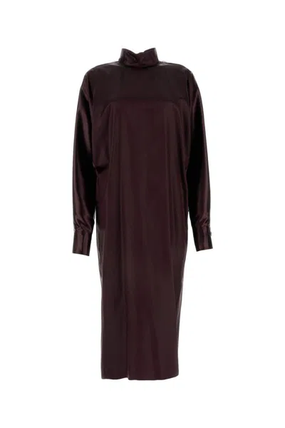 Ferragamo Burgundy Satin Dress In Red