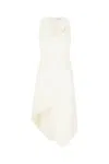 Ferragamo Asymmetric Sleeveless Stretch Crepe Dress In White
