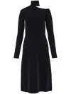 Ferragamo Midi Black Dress With Cut-out And Long Sleeve In Viscose Blend Woman