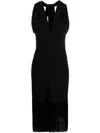 Ferragamo Sleeveless Dress With Fringe In Black