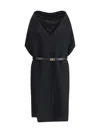 Ferragamo Women Belted Midi Dress In Black