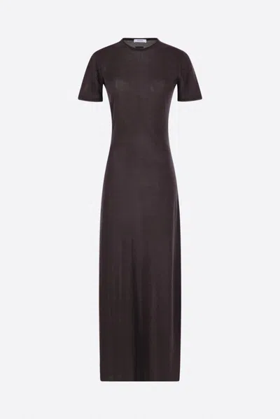 Ferragamo Crew-neck Short-sleeve Maxi Dress In Brown