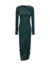 Ferragamo Asymmetrical Ruched Midi Dress In Animal Print