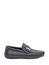 Ferragamo Leather Ornament Driver Loafers In Black