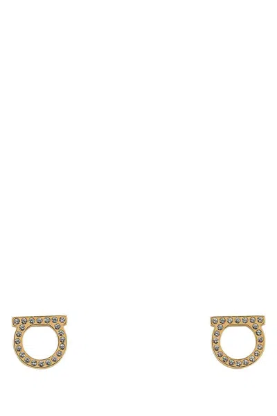 Ferragamo Gancini Earrings Featuring Pearl Embellishments In Gold
