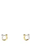 Ferragamo Two-tone Design Metal Hoop Earrings In Gold