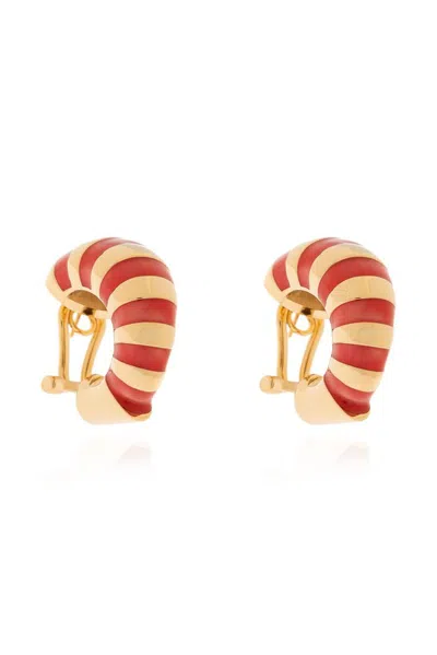 Ferragamo Shell Enameled Earrings In Gold