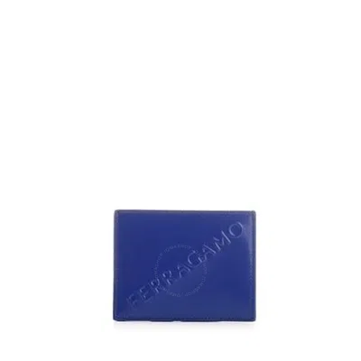 Ferragamo Salvatore  Embossed Card Case In Blue