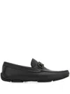 Ferragamo Mens Black Parigi Buckled Leather Driver Shoes In Black