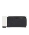 Ferragamo Salvatore  Embossed Leather Zip Around Wallet In Black