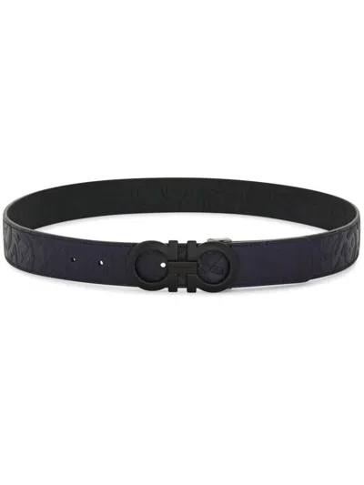 Ferragamo Salvatore  Embossed Pattern Reversible Gancini Belt Accessories