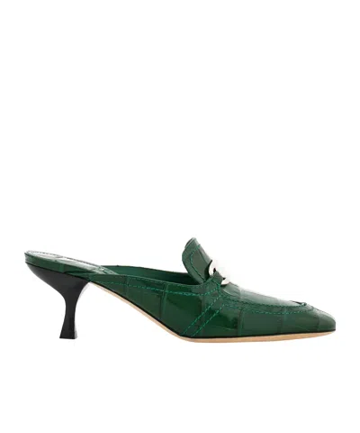 FERRAGAMO SALVATORE FERRAGAMO EMBOSSED ROUND-TOE MULES