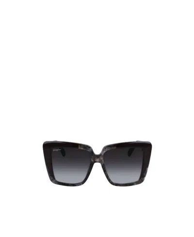 Ferragamo Salvatore  Eyewear Butterfly Frame Sunglasses In Black