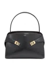 Ferragamo Hug Black Shoulder Bag With Logo Print On The Front In Leather Woman In Multi