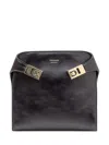 Ferragamo Salvatore   Black Leather Hand Bag With Gold Buckle In Black