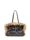 Ferragamo Salvatore   Soft Sh Leather And Fur Bag In Brown